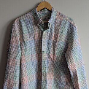 NWT J.Crew Secret Wash Poplin Shirt Men's Med Button down Multicolor Gingham